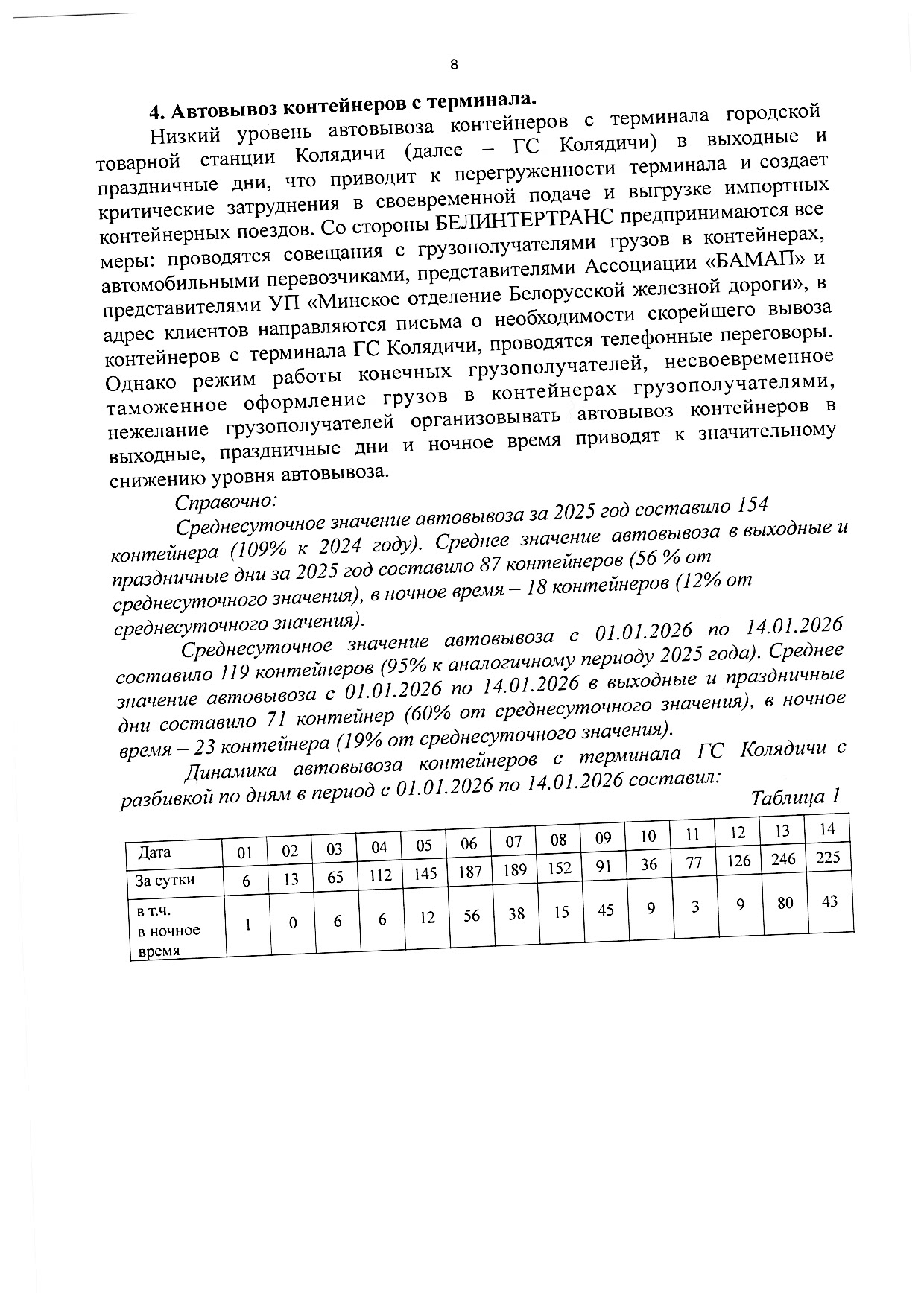 Материалы к рабочей встрече Министра транспорта и коммуникаций РБ Ляхновича А.А. с экспедиторами и экспортёрами, которая состоялась 22.01.2026 в управлении БЖД (Страница 8 из 9)