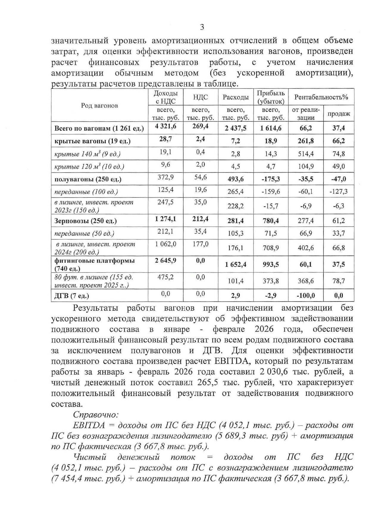 Докладная записка об эффективности использования вагонов БТЛЦ за январь–февраль 2026 года (Страница 3 из 5)