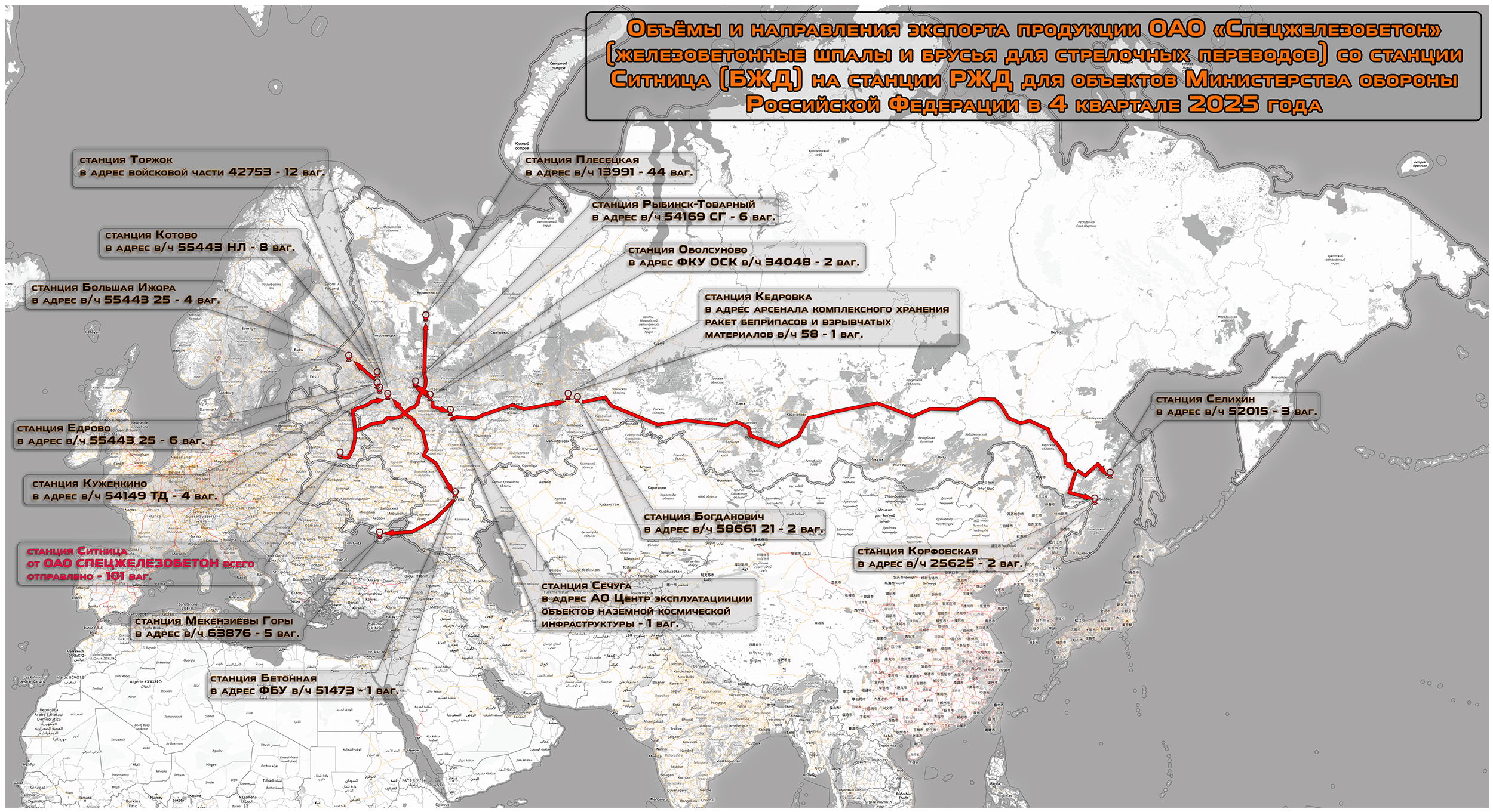 Volumes And Main Routes Of Spetszhelezobeton Product Deliveries In Q4 2025