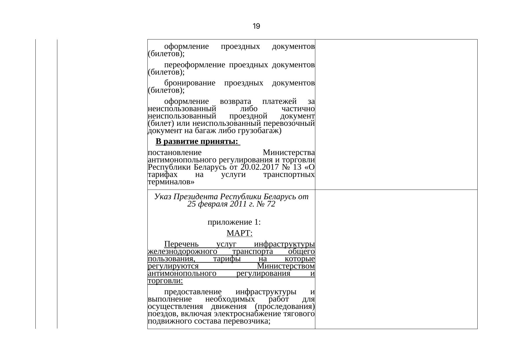 Belarusian Railway letter No. 25-03-19/7574 of 3 August 2021: review of Belarusian legislation under the Union programme (Page 20 of 51)