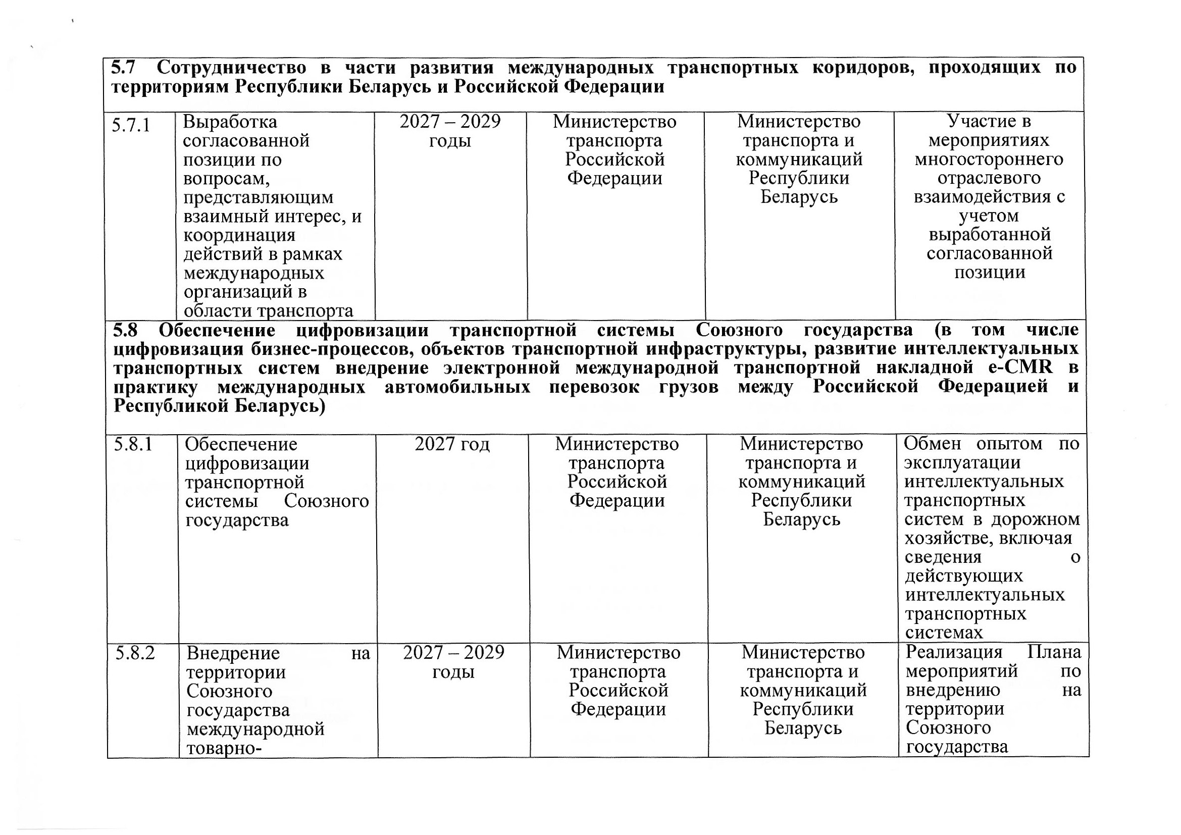 Union State Action Plan for Section 5 "Transport", 2027–2029: Russian proposals, July 2026 (Page 15 of 22)