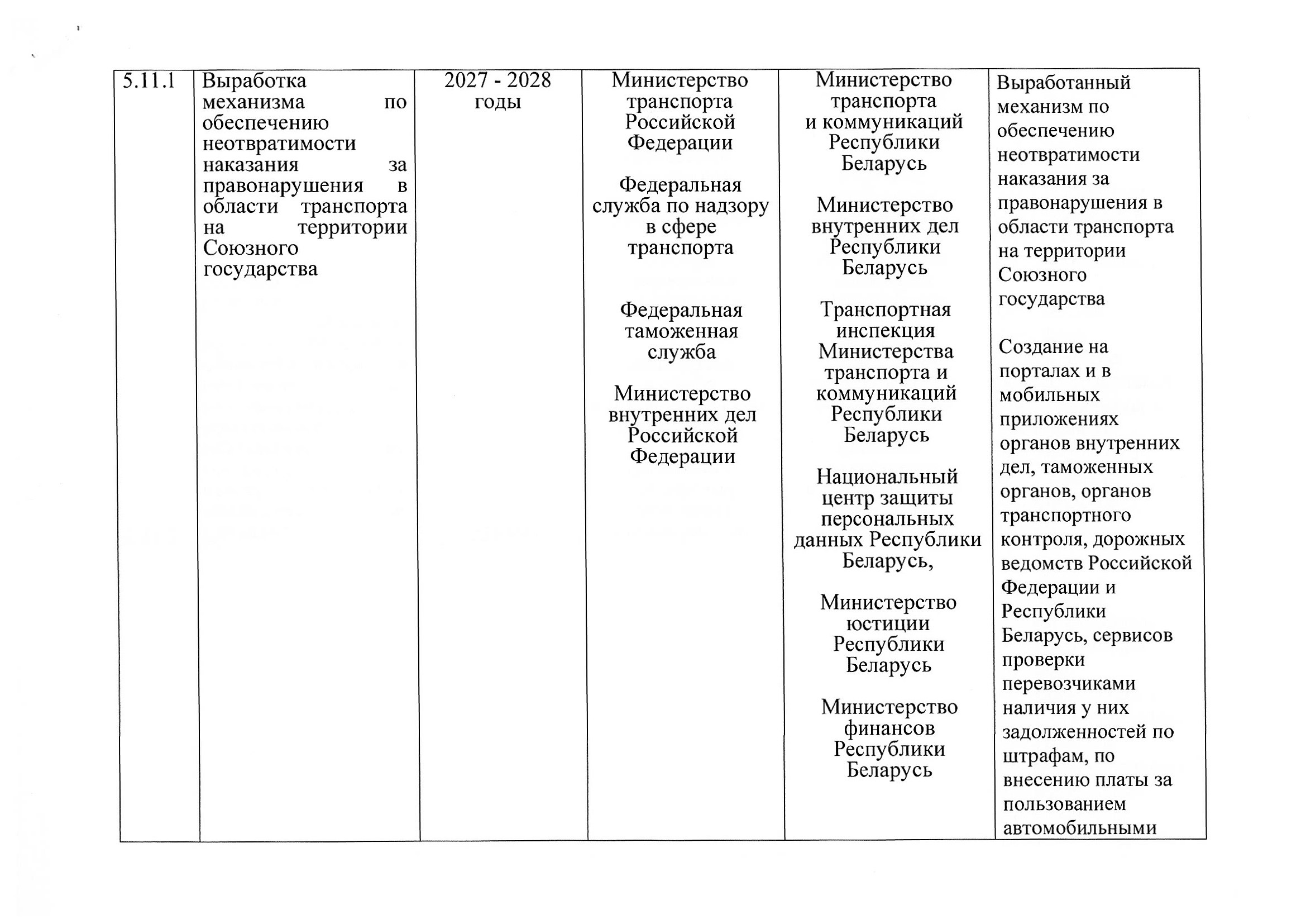 Union State Action Plan for Section 5 "Transport", 2027–2029: Russian proposals, July 2026 (Page 19 of 22)