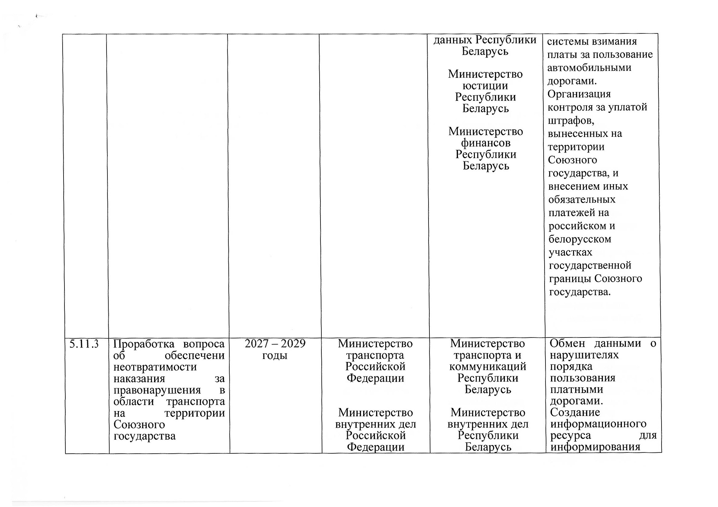 Union State Action Plan for Section 5 "Transport", 2027–2029: Russian proposals, July 2026 (Page 21 of 22)