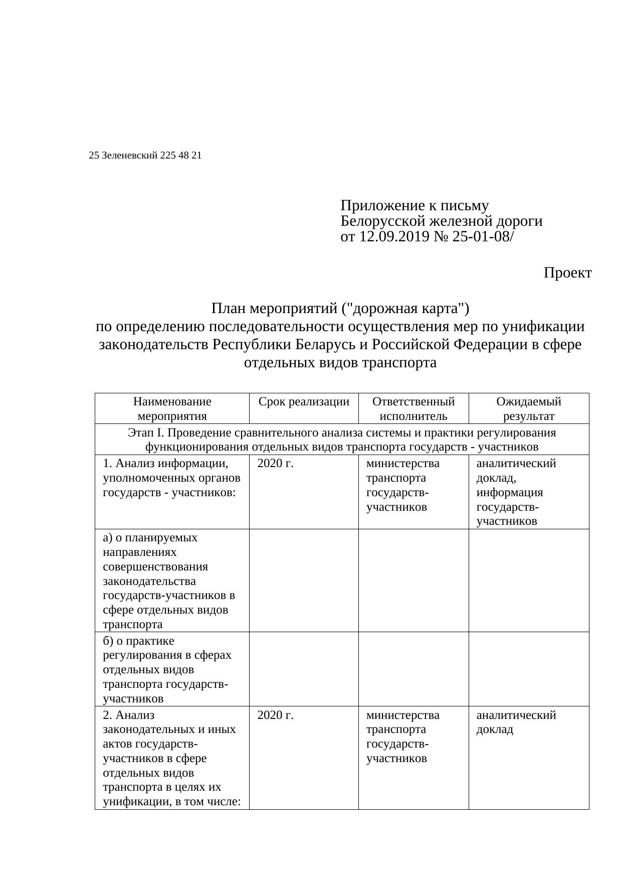 Belarusian Railway draft letter to the Ministry of Transport on cooperation within CRTC, OSJD and the EAEU, September 2019 (Page 5 of 8)